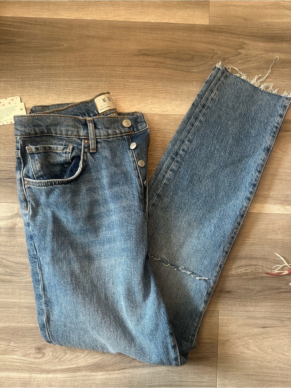 We The Free Women's Straight Leg Jeans in Medium Wash Blue